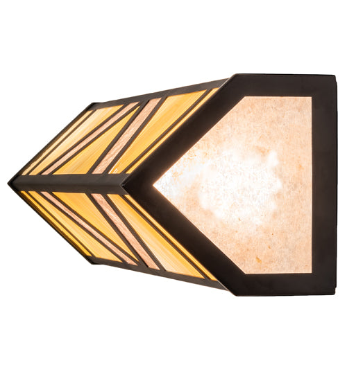 Meyda Lighting Santa Fe 23" 4-Light Flat Black Wall Sconce With Beige Iridescent & Silver Mica Shade Glass