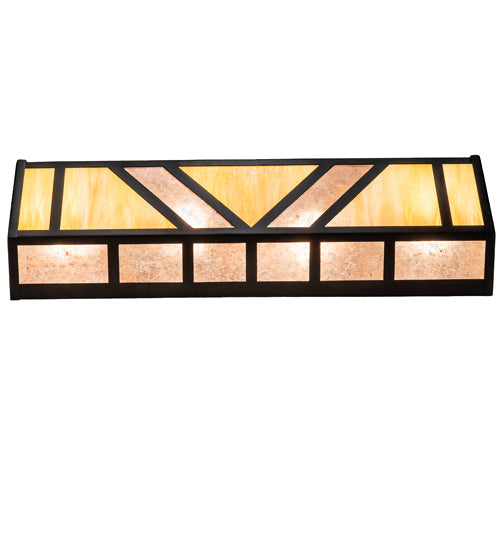 Meyda Lighting Santa Fe 23" 4-Light Flat Black Wall Sconce With Beige Iridescent & Silver Mica Shade Glass