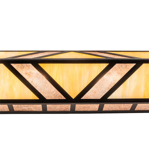 Meyda Lighting Santa Fe 23" 4-Light Flat Black Wall Sconce With Beige Iridescent & Silver Mica Shade Glass