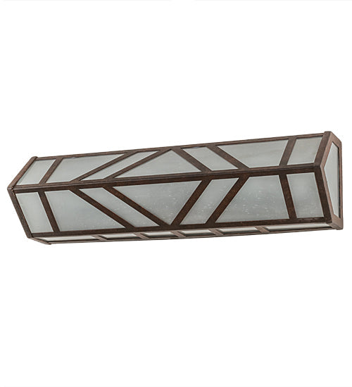 Meyda Lighting Santa Fe 24" 4-Light Rusty Nail Vanity Light With Frosted Clear Seeded Shade Glass