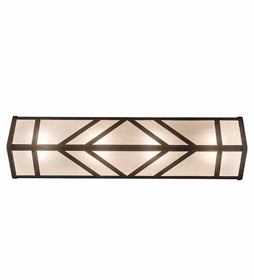 Meyda Lighting Santa Fe 24" 4-Light Rusty Nail Vanity Light With Frosted Clear Seeded Shade Glass
