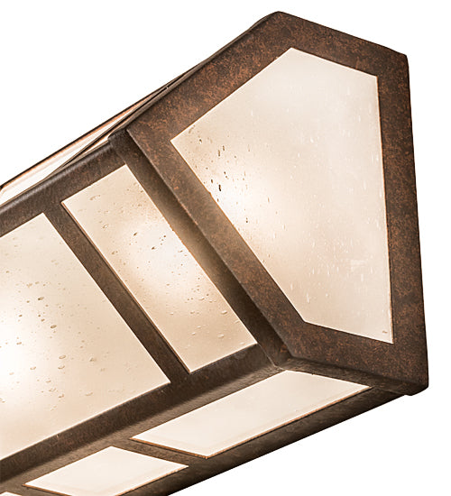Meyda Lighting Santa Fe 24" 4-Light Rusty Nail Vanity Light With Frosted Clear Seeded Shade Glass