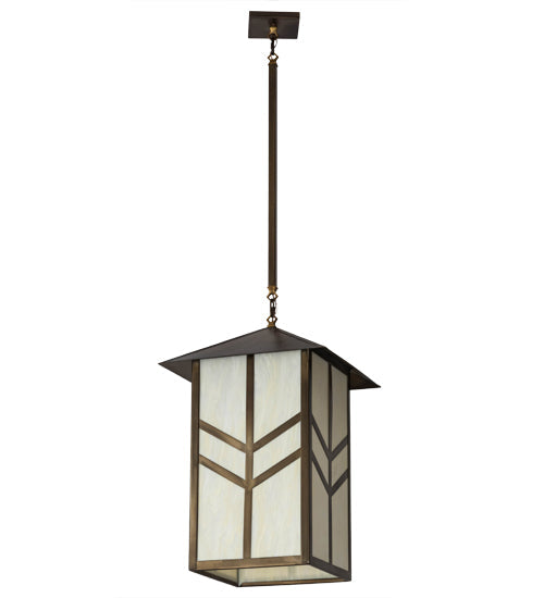 Meyda Lighting Santa Fe 25" Antique Copper Pendant Light With Creme Carrare Acrylic Shade