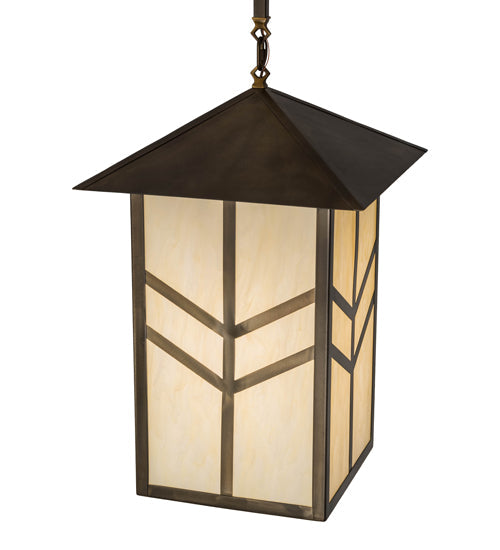 Meyda Lighting Santa Fe 25" Antique Copper Pendant Light With Creme Carrare Acrylic Shade
