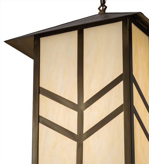 Meyda Lighting Santa Fe 25" Antique Copper Pendant Light With Creme Carrare Acrylic Shade