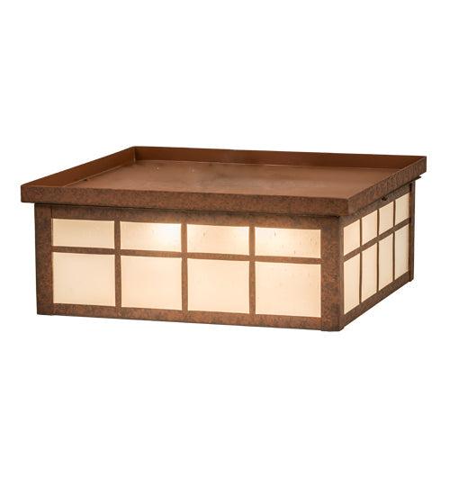 Meyda Lighting Santa Fe 27" 4-Light Rusty Nail Flush Mount Light With Beige & Frosted Clear Shade Glass