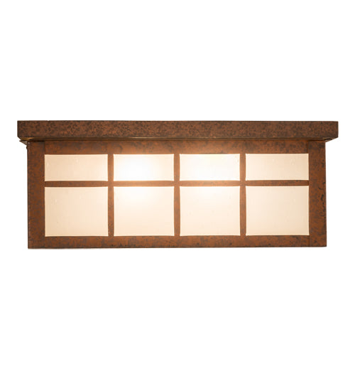 Meyda Lighting Santa Fe 27" 4-Light Rusty Nail Flush Mount Light With Beige & Frosted Clear Shade Glass