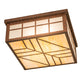 Meyda Lighting Santa Fe 27" 4-Light Rusty Nail Flush Mount Light With Beige & Frosted Clear Shade Glass