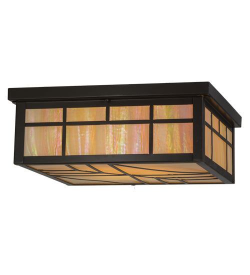 Meyda Lighting Santa Fe 27" 4-Light Timeless Bronze Flush Mount Light With Beige Iridescent Shade Glass