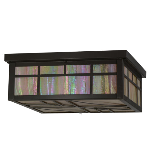 Meyda Lighting Santa Fe 27" 4-Light Timeless Bronze Flush Mount Light With Beige Iridescent Shade Glass