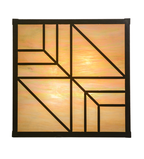 Meyda Lighting Santa Fe 27" 4-Light Timeless Bronze Flush Mount Light With Beige Iridescent Shade Glass