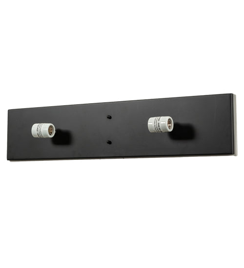 Meyda Lighting Santa Fe 29" 4-Light Flat Black Vanity Light With Beige Iridescent Glass & Silver Mica Shade Glass