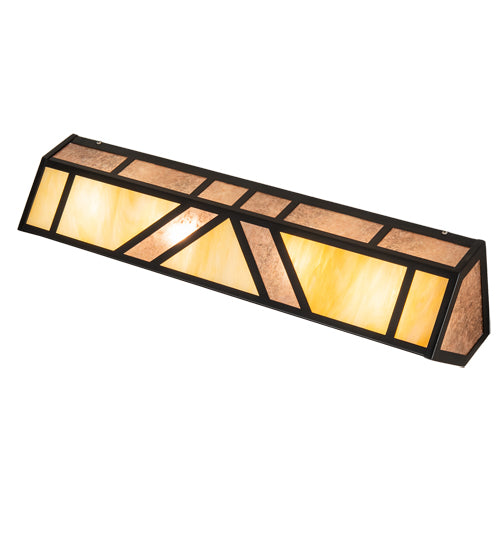 Meyda Lighting Santa Fe 29" 4-Light Flat Black Vanity Light With Beige Iridescent Glass & Silver Mica Shade Glass