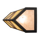 Meyda Lighting Santa Fe 29" 4-Light Flat Black Vanity Light With Beige Iridescent Glass & Silver Mica Shade Glass