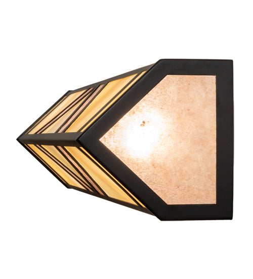 Meyda Lighting Santa Fe 29" 4-Light Flat Black Vanity Light With Beige Iridescent Glass & Silver Mica Shade Glass