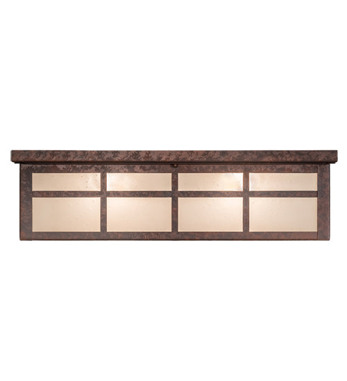 Meyda Lighting Santa Fe 39" 4-Light Rusty Nail Flush Mount Light With Beige, Frosted Clear Shade Glass