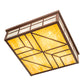 Meyda Lighting Santa Fe 39" 4-Light Rusty Nail Flush Mount Light With Beige, Frosted Clear Shade Glass