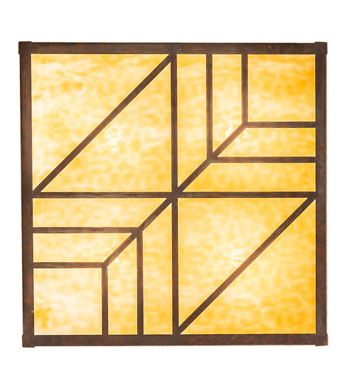 Meyda Lighting Santa Fe 39" 4-Light Rusty Nail Flush Mount Light With Beige, Frosted Clear Shade Glass