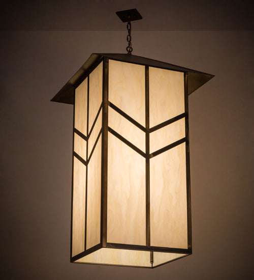 Meyda Lighting Santa Fe 42" Antique Copper Pendant Light With Creme Carrare Idalight Shade Glass