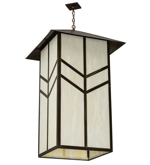 Meyda Lighting Santa Fe 42" Antique Copper Pendant Light With Creme Carrare Idalight Shade Glass
