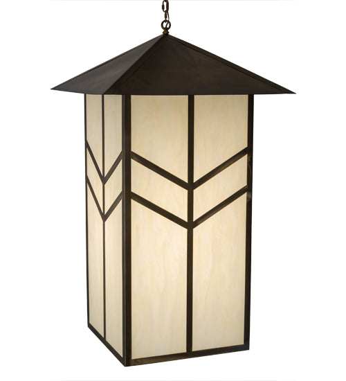 Meyda Lighting Santa Fe 42" Antique Copper Pendant Light With Creme Carrare Idalight Shade Glass
