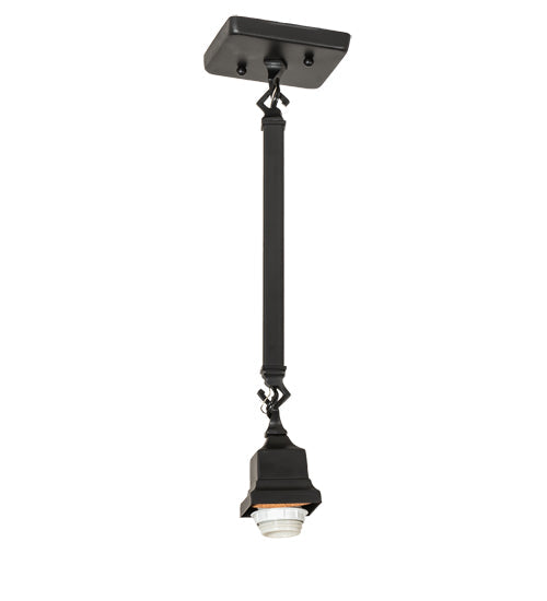 Meyda Lighting Santa Fe 5"Sq Flat Black Mini Pendant Light With Beige Iridescent & Amber Mica Shade Glass