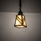 Meyda Lighting Santa Fe 5"Sq Flat Black Mini Pendant Light With Beige Iridescent & Amber Mica Shade Glass