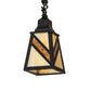 Meyda Lighting Santa Fe 5"Sq Flat Black Mini Pendant Light With Beige Iridescent & Amber Mica Shade Glass