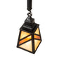 Meyda Lighting Santa Fe 5"Sq Flat Black Mini Pendant Light With Beige Iridescent & Amber Mica Shade Glass