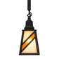 Meyda Lighting Santa Fe 5"Sq Flat Black Mini Pendant Light With Beige Iridescent & Amber Mica Shade Glass