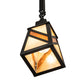 Meyda Lighting Santa Fe 5"Sq Flat Black Mini Pendant Light With Beige Iridescent & Amber Mica Shade Glass