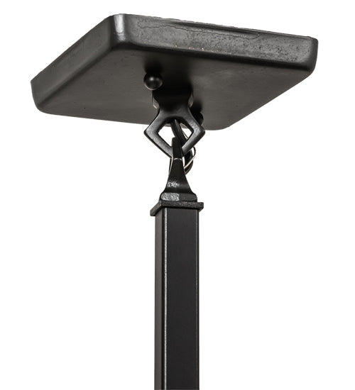 Meyda Lighting Santa Fe 5"Sq Flat Black Mini Pendant Light With Beige Iridescent & Amber Mica Shade Glass