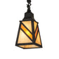 Meyda Lighting Santa Fe 5"Sq Flat Black Mini Pendant Light With Beige Iridescent & Amber Mica Shade Glass