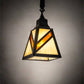 Meyda Lighting Santa Fe 6"Sq Flat Black Mini Pendant Light With Beige Art & Amber Mica Shade Glass