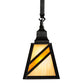 Meyda Lighting Santa Fe 6"Sq Flat Black Mini Pendant Light With Beige Art & Amber Mica Shade Glass