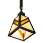 Meyda Lighting Santa Fe 6"Sq Flat Black Mini Pendant Light With Beige Art & Amber Mica Shade Glass