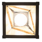 Meyda Lighting Santa Fe 6"Sq Flat Black Mini Pendant Light With Beige Art & Amber Mica Shade Glass