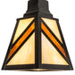 Meyda Lighting Santa Fe 6"Sq Flat Black Mini Pendant Light With Beige Art & Amber Mica Shade Glass