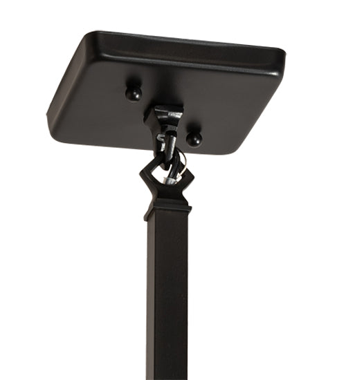 Meyda Lighting Santa Fe 6"Sq Flat Black Mini Pendant Light With Beige Art & Amber Mica Shade Glass