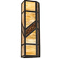 Meyda Lighting Santa Fe 7" 2-Light Flat Black Wall Sconce With Beige Iridescent & Amber Mica Shade Glass