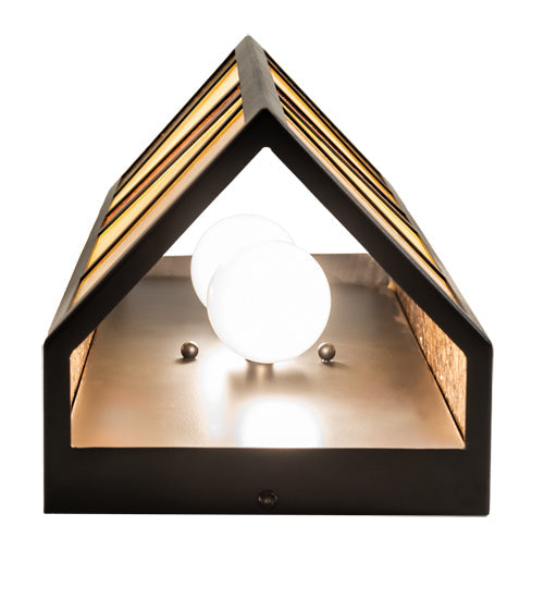 Meyda Lighting Santa Fe 7" 2-Light Flat Black Wall Sconce With Beige Iridescent & Amber Mica Shade Glass