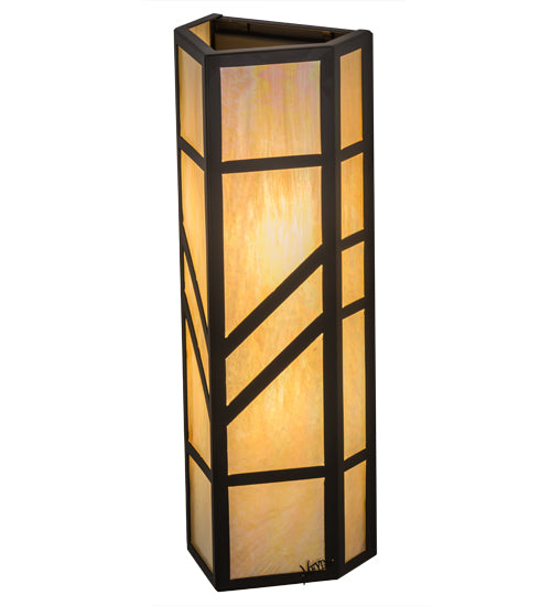 Meyda Lighting Santa Fe 7" 2-Light Oil Rubbed Bronze Wall Sconce With Beige Iridescent Shade Glass