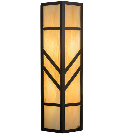 Meyda Lighting Santa Fe 7" 2-Light Oil Rubbed Bronze Wall Sconce With Beige Iridescent Shade Glass