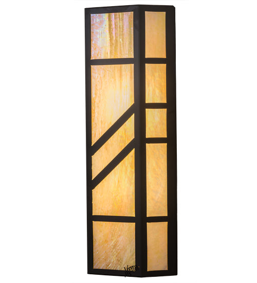 Meyda Lighting Santa Fe 7" 2-Light Oil Rubbed Bronze Wall Sconce With Beige Iridescent Shade Glass