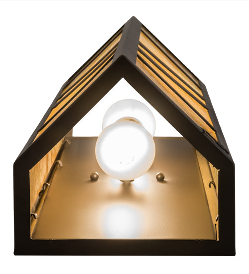 Meyda Lighting Santa Fe 7" 2-Light Oil Rubbed Bronze Wall Sconce With Beige Iridescent Shade Glass