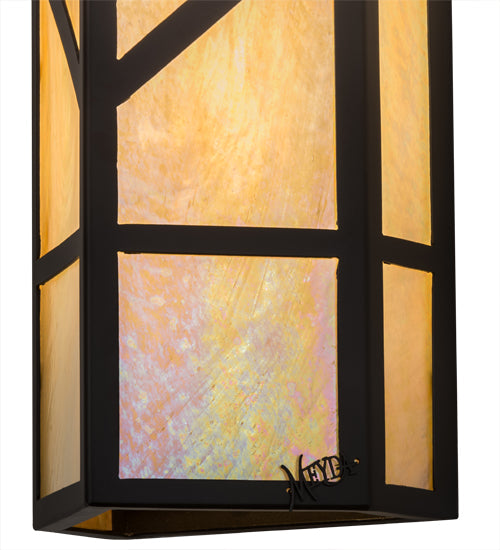 Meyda Lighting Santa Fe 7" 2-Light Oil Rubbed Bronze Wall Sconce With Beige Iridescent Shade Glass