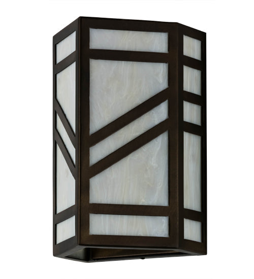 Meyda Lighting Santa Fe 7" Antique Copper Wall Sconce With Creme Carrier Idalight Shade Glass