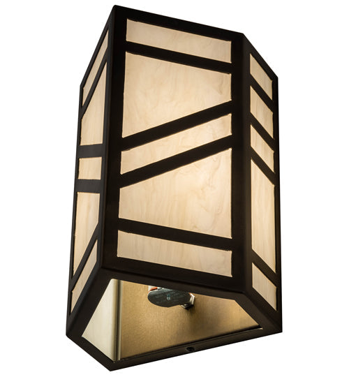Meyda Lighting Santa Fe 7" Antique Copper Wall Sconce With Creme Carrier Idalight Shade Glass
