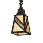 Meyda Lighting Santa Fe 7" Flat Black Mini Pendant Light With Beige Iridescent & Silver Mica Shade Glass