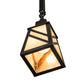 Meyda Lighting Santa Fe 7" Flat Black Mini Pendant Light With Beige Iridescent & Silver Mica Shade Glass